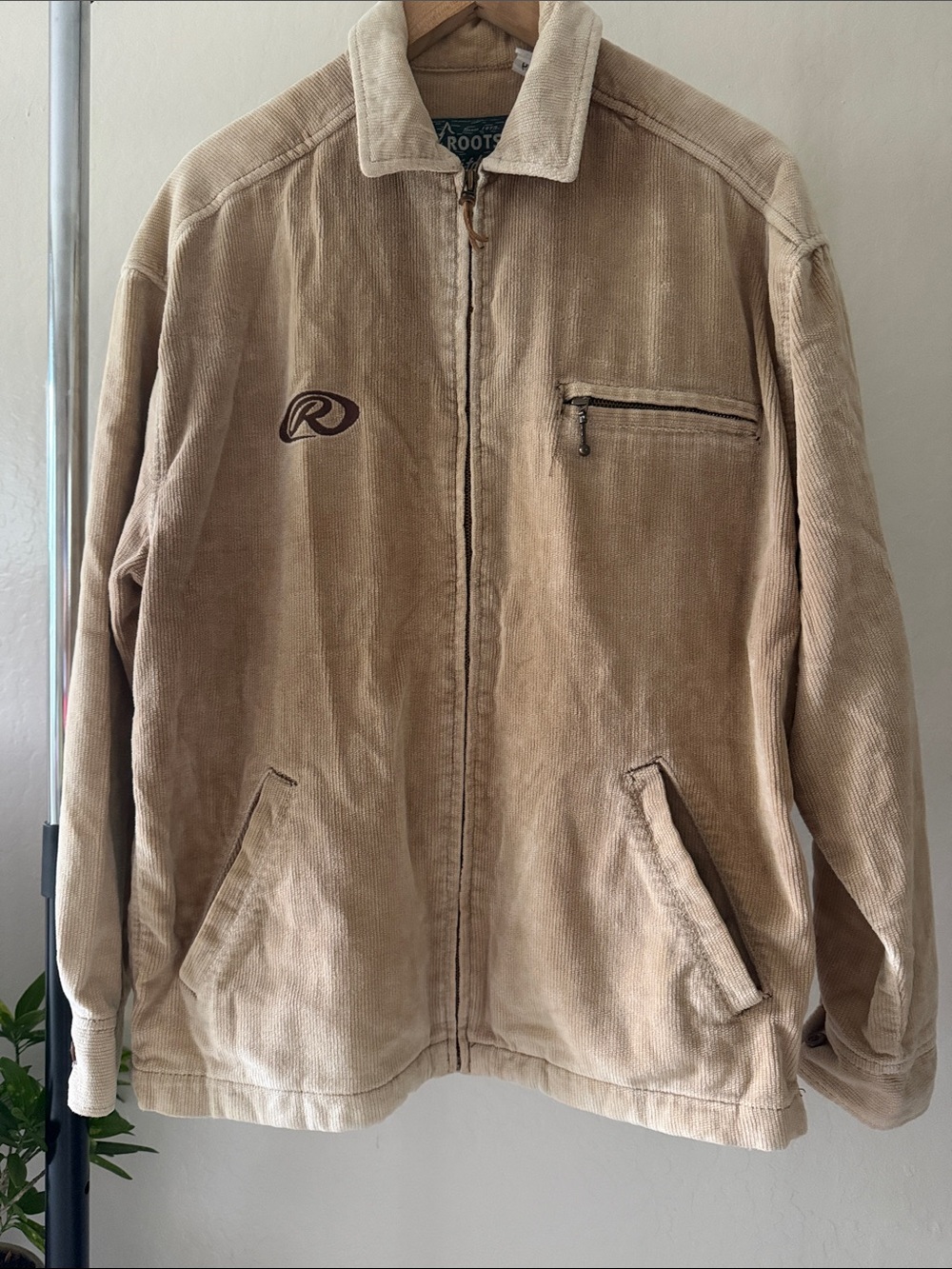 Vintage Roots Outdoors Corduroy Zip Up Jacket Tan Beige Size M